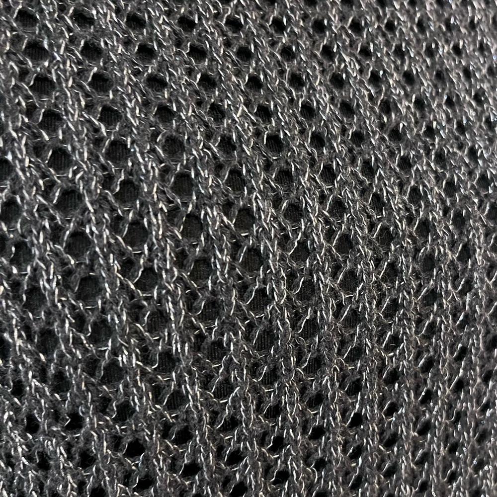 Jeanne Pierre Black and Silver Metallic Open Stitch Knit Top - Picture 5 of 7
